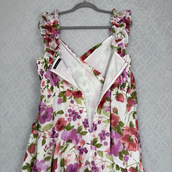 Abercrombie &Fitch Strawberry Floral Ruffle Hi-Low Dress XL Tall Romantic Formal - Picture 11 of 15